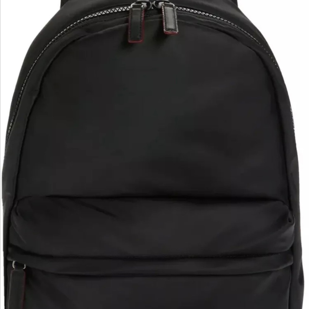 MZ Wallace Black Nylon Backpack with Subtle Red Trim